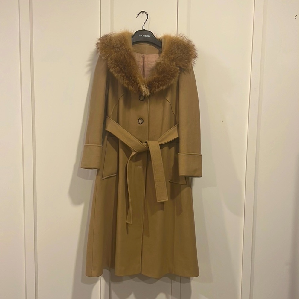Vintage camel coloured wool coat.